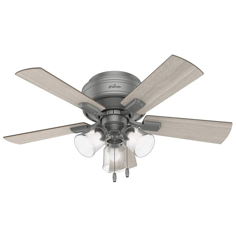 Image 1 42 inch Hunter Crestfield Matte Silver LED Ceiling Fan with Pull Chain
