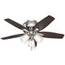 42" Hunter Newsome Brushed Nickel LP Ceiling Fan with LED Light Kit
