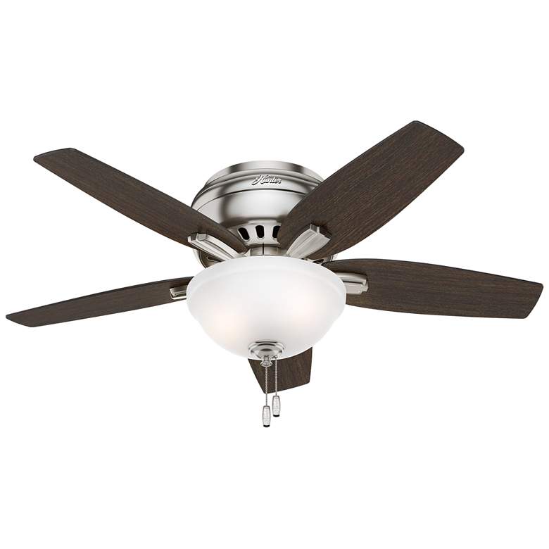 Image 1 42 inch Hunter Newsome Brushed Nickel LP Ceiling Fan with LED Light Kit