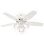 42" Hunter Newsome Fresh White Low Profile Ceiling Fan with LED Light