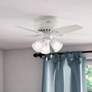 1_42" Hunter Newsome Fresh White Low Profile Ceiling Fan with LED Light