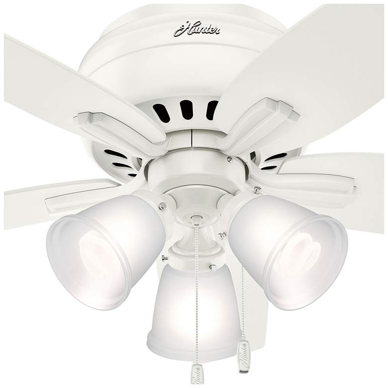 Image 5 42" Hunter Newsome Fresh White Low Profile Ceiling Fan with LED Light more views