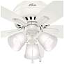 5_42" Hunter Newsome Fresh White Low Profile Ceiling Fan with LED Light more views