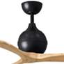 42" Irene-3 Matte Black and Light Maple Ceiling Fan