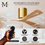 42" Irene-3H Brushed Brass and Light Maple Tone Ceiling Fan