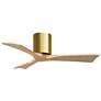 42" Irene-3H Brushed Brass and Light Maple Tone Ceiling Fan