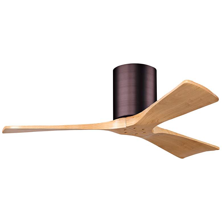 Image 1 42 inch Irene-3H Brushed Bronze and Light Maple Hugger Ceiling Fan