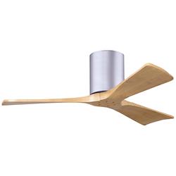 42&quot; Irene-3H Brushed Nickel and Light Maple Hugger Ceiling Fan
