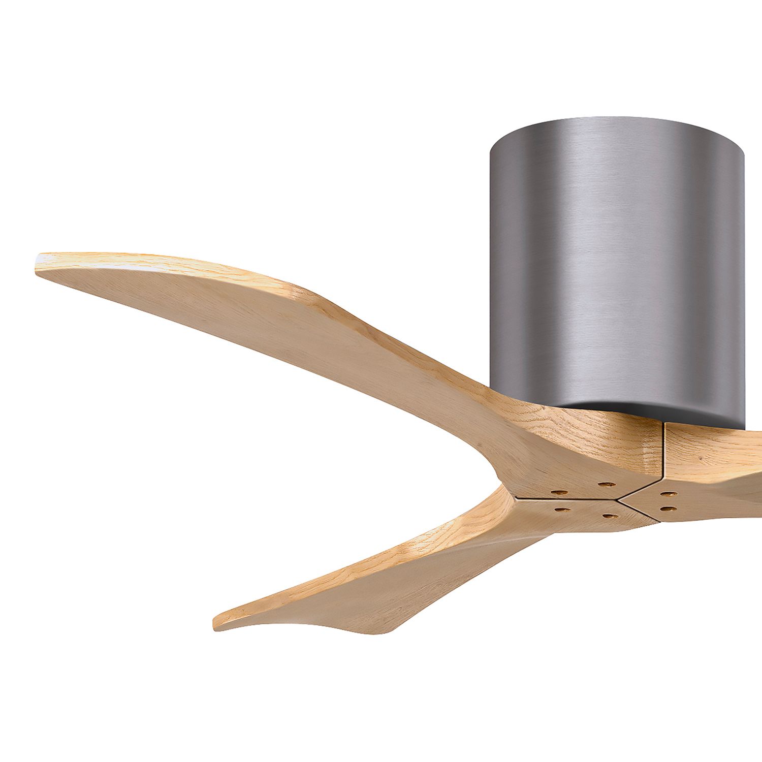42" Irene-3H Brushed Pewter and Light Maple Hugger Ceiling Fan