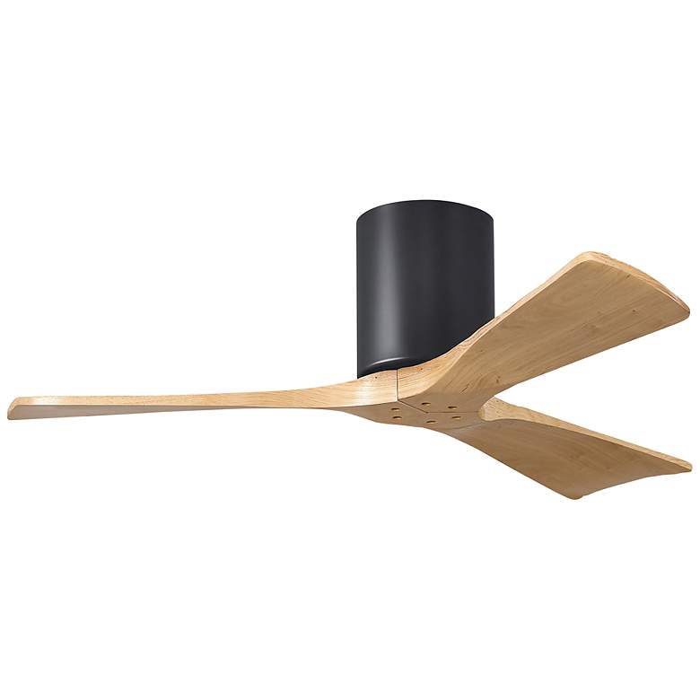 Image 1 42" Irene-3H Matte Black and Light Maple Tone Hugger Ceiling Fan