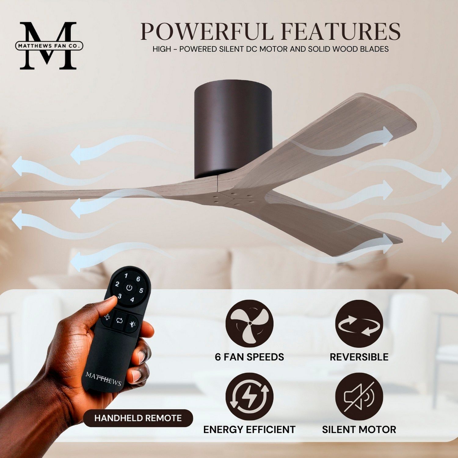 42" Irene-3H Textured Bronze and Gray Ash Ceiling Fan