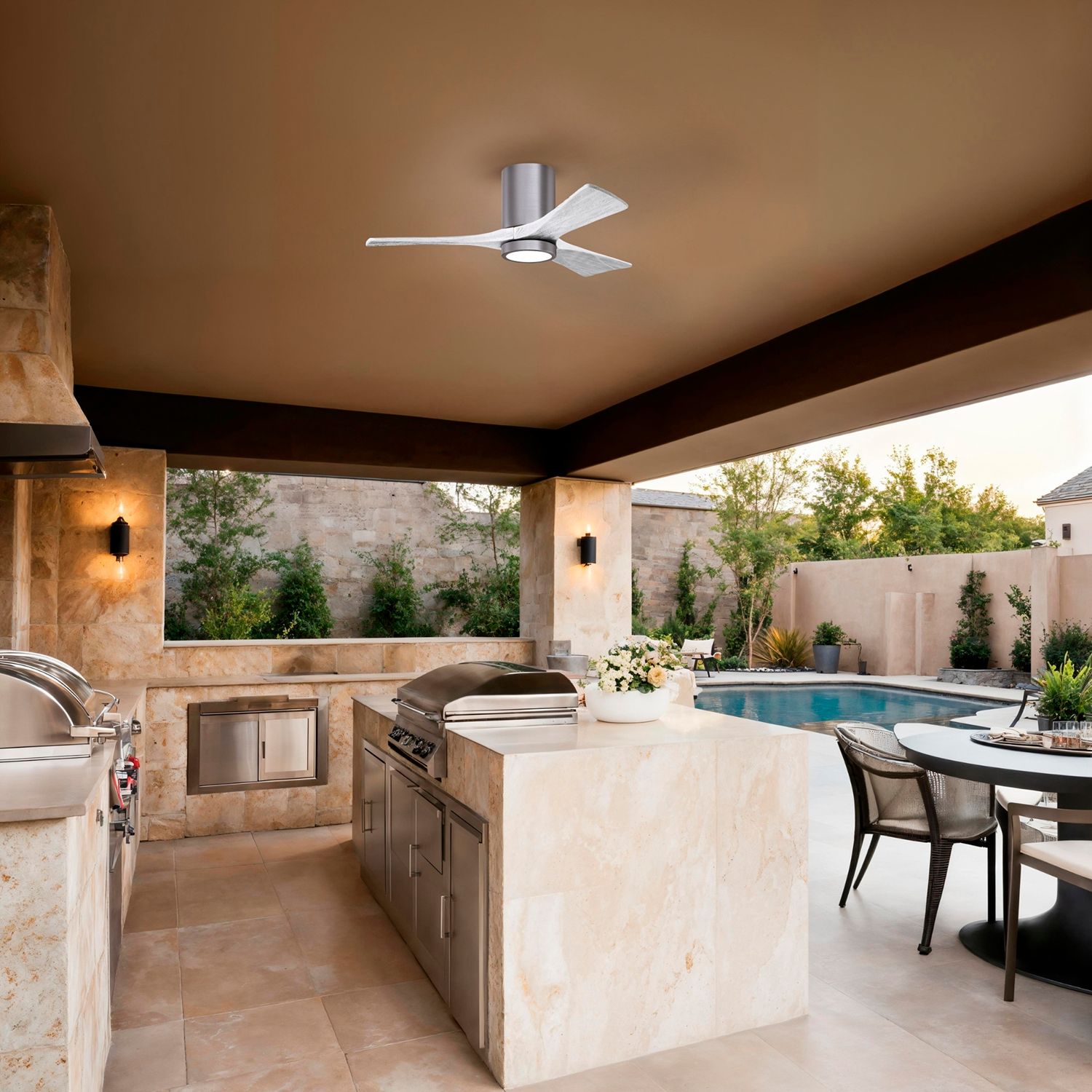 42" Irene-3HLK Brushed Pewter and Matte White Ceiling Fan