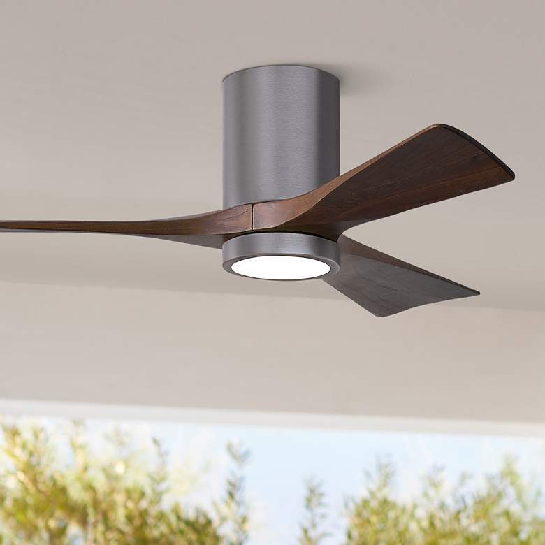 Image 1 42" Irene-3HLK Brushed Pewter and Walnut Tone Ceiling Fan