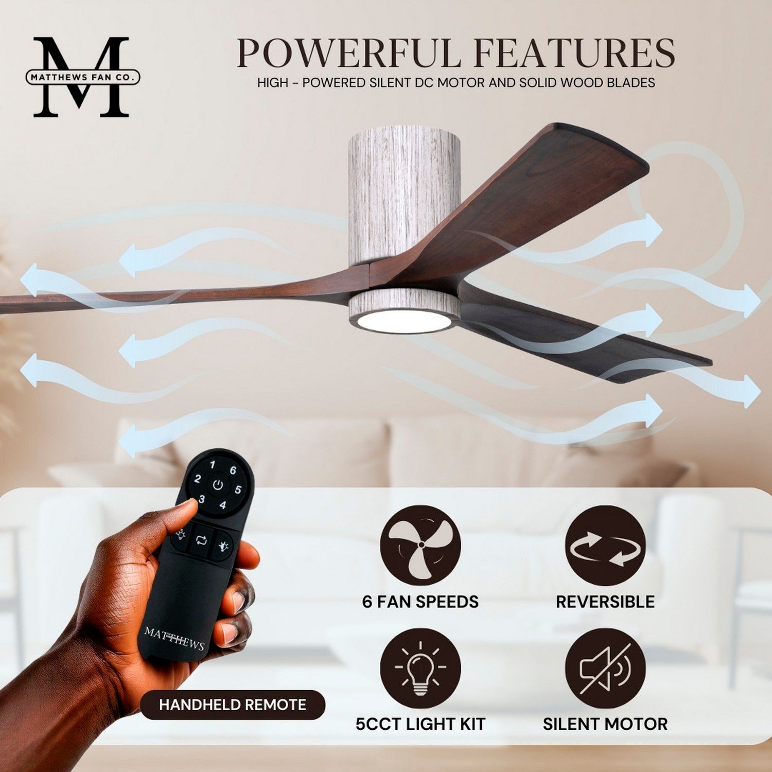 42" Irene-3HLK LED Damp Barnwood Walnut Hugger Ceiling Fan with Remote