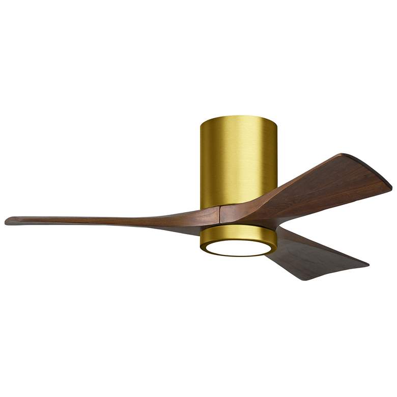 Image 1 42" Irene-3HLK LED Damp Rated Walnut and Brass Ceiling Fan with Remote