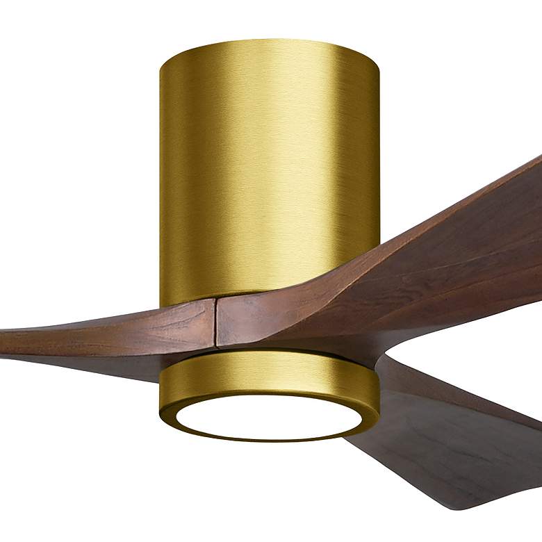 Image 2 42" Irene-3HLK LED Damp Rated Walnut and Brass Ceiling Fan with Remote more views