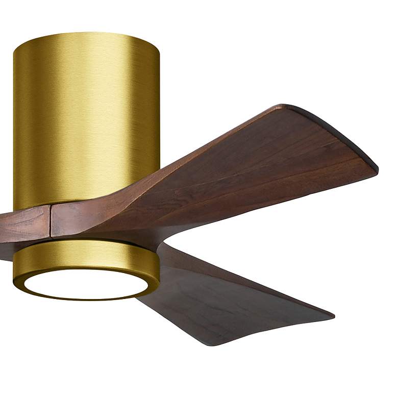 Image 3 42" Irene-3HLK LED Damp Rated Walnut and Brass Ceiling Fan with Remote more views