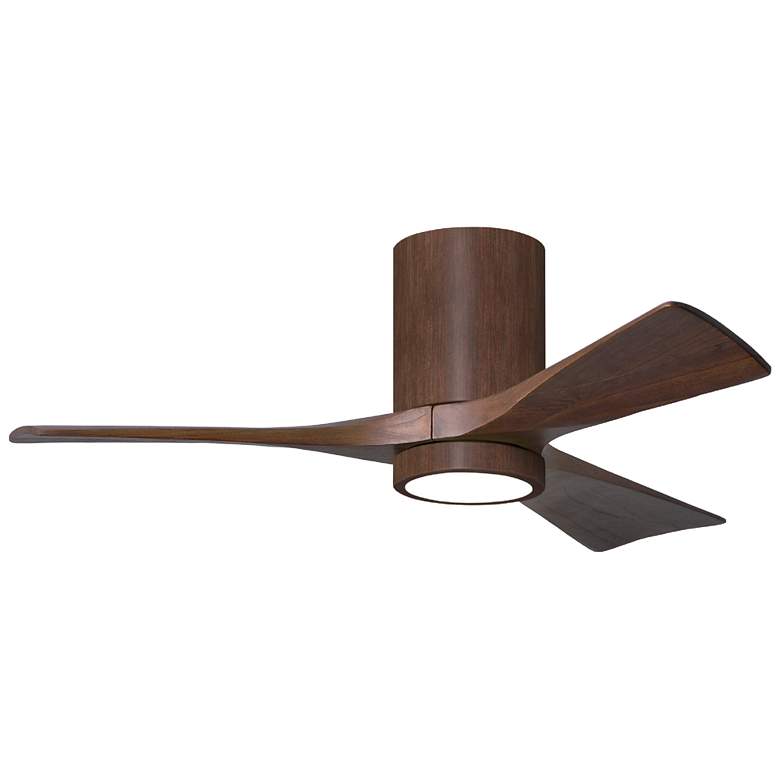Image 1 42" Irene-3HLK LED Damp Rated Walnut Hugger Ceiling Fan with Remote