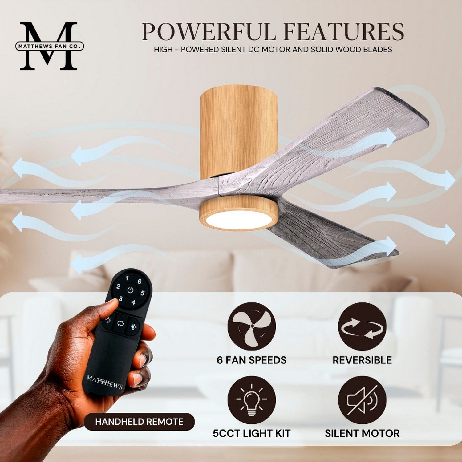 42" Irene-3HLK Light Maple and Barnwood Tone Ceiling Fan