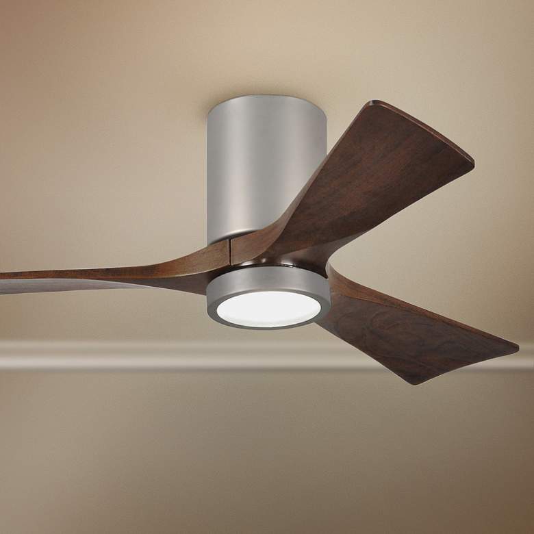Image 1 42" Irene-3HLK Nickel 3-Blade LED Damp Hugger Ceiling Fan with Remote