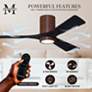 42" Irene-3HLK Walnut and Matte Black LED Ceiling Fan with Remote
