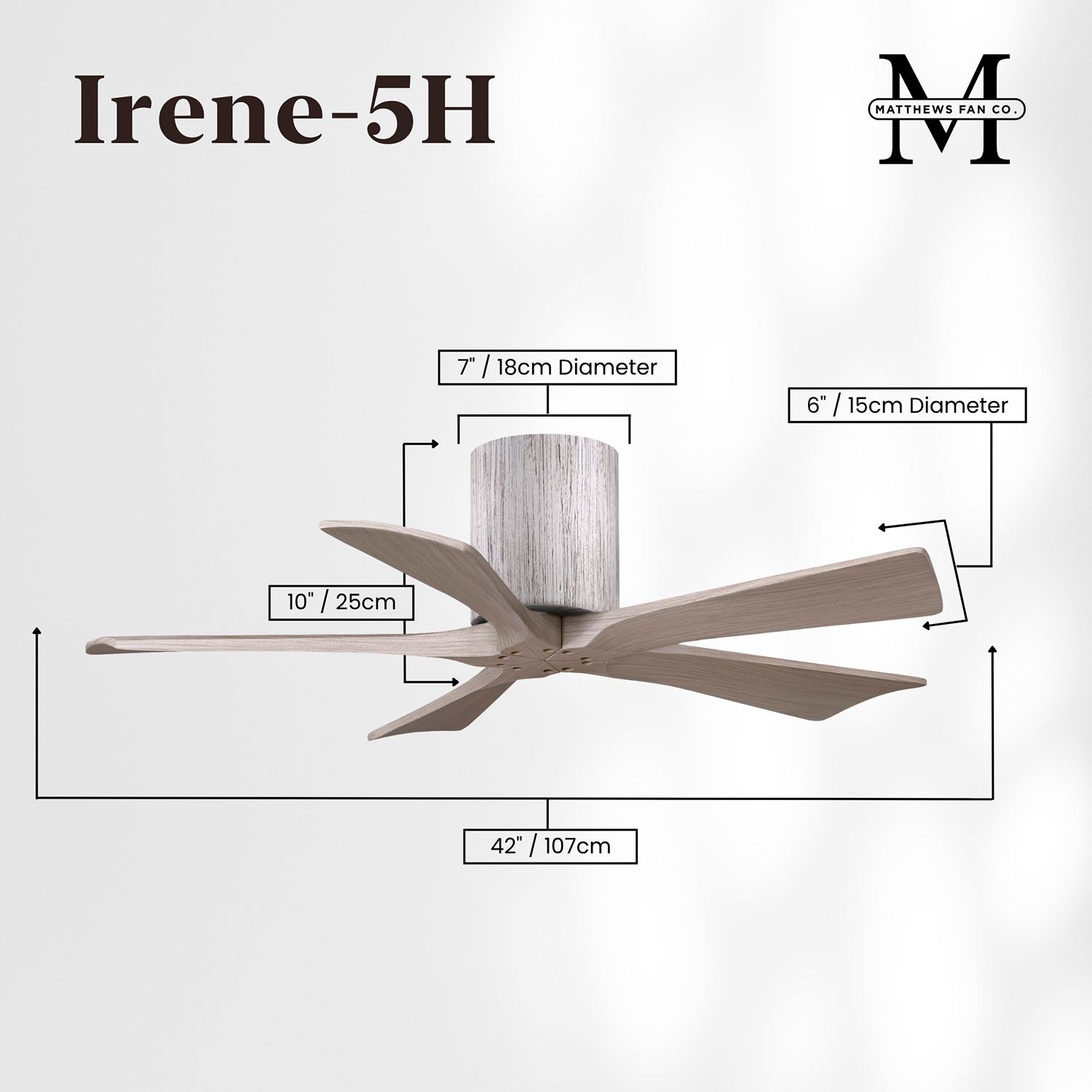42" Irene-5H Barnwood and Gray Ash Ceiling Fan