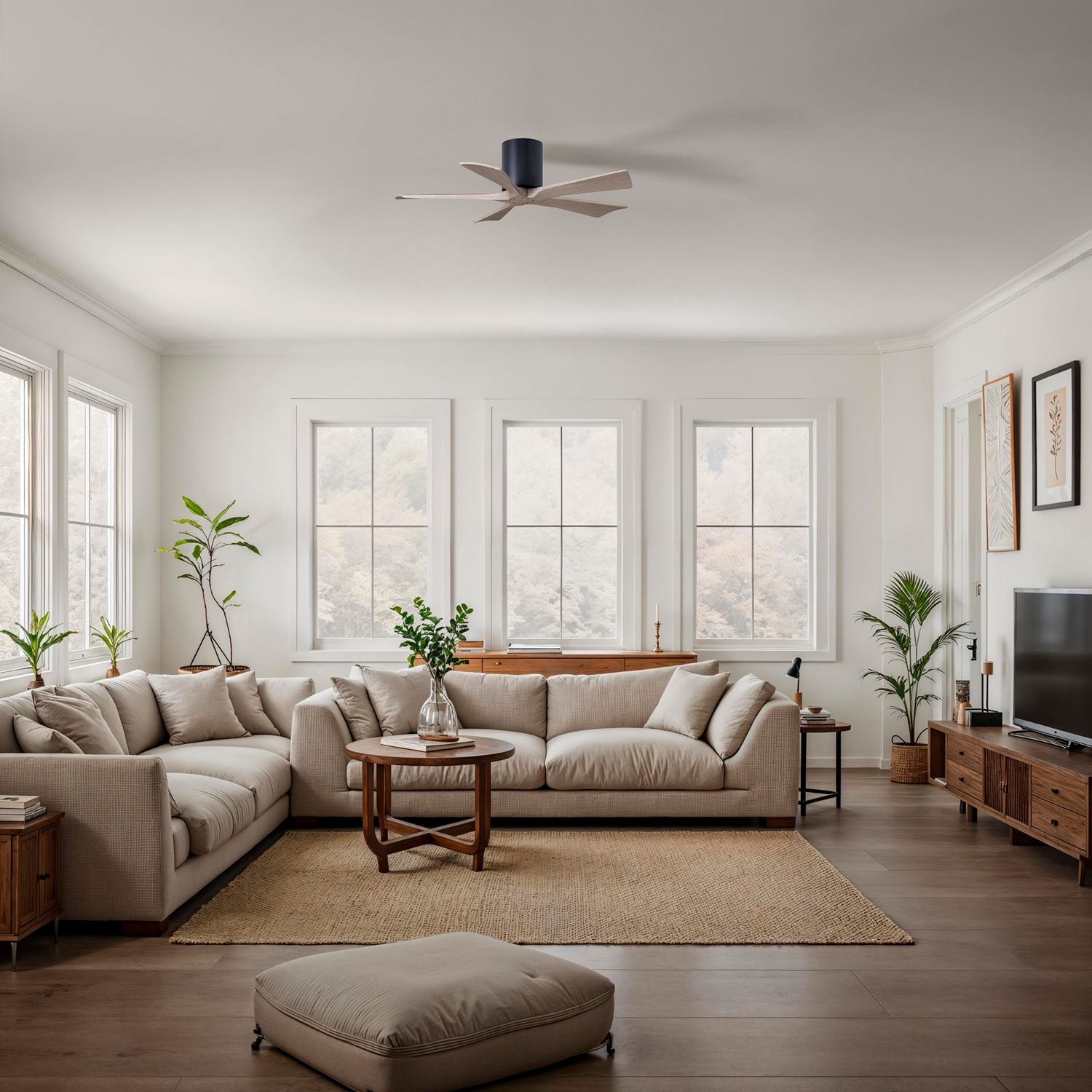 42" Irene-5H Matte Black and Gray Ash Ceiling Fan