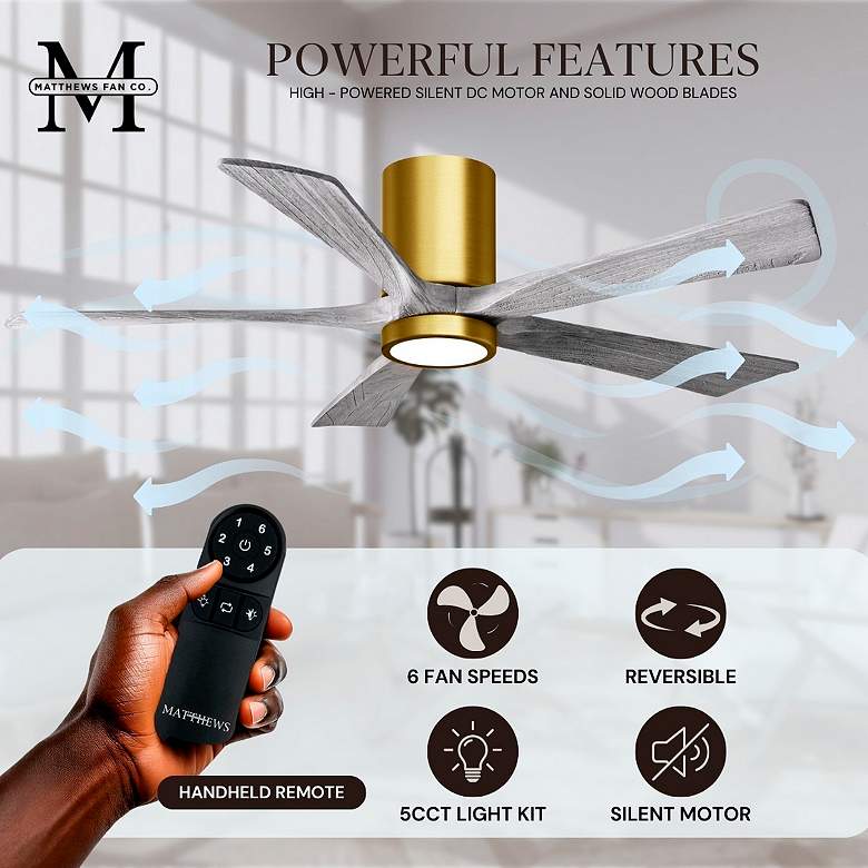 Image 7 42" Irene-5HLK Brushed Brass and Barn Wood LED Ceiling Fan more views