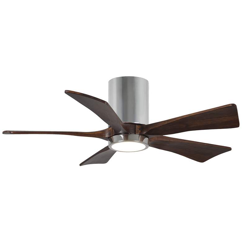 Image 1 42" Irene-5HLK Chrome Walnut LED Damp Ceiling Fan with Remote