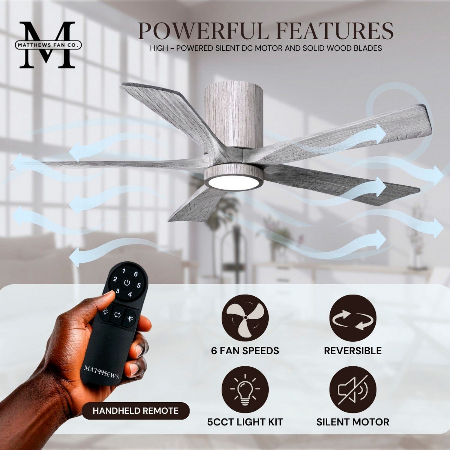 Image 6 42" Irene-5HLK LED Damp Barnwood Hugger Ceiling Fan with Remote more views