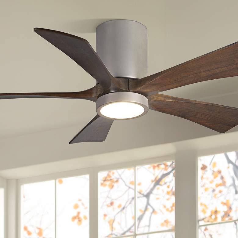 Image 1 42" Irene-5HLK LED Damp Brushed Nickel Walnut Ceiling Fan with Remote