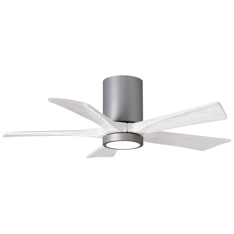 Image 1 42 inch Irene-5HLK LED Damp Brushed Nickel White Ceiling Fan with Remote