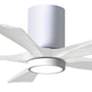 2_42" Irene-5HLK LED Damp Gloss White Hugger Ceiling Fan with Remote more views