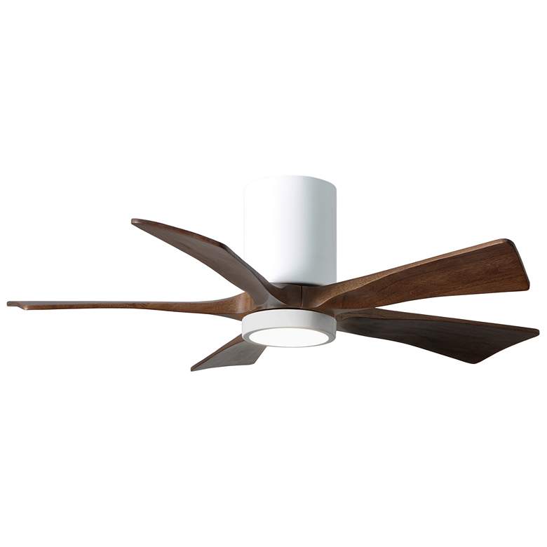 Image 1 42 inch Irene-5HLK LED Damp Gloss White Walnut Ceiling Fan with Remote