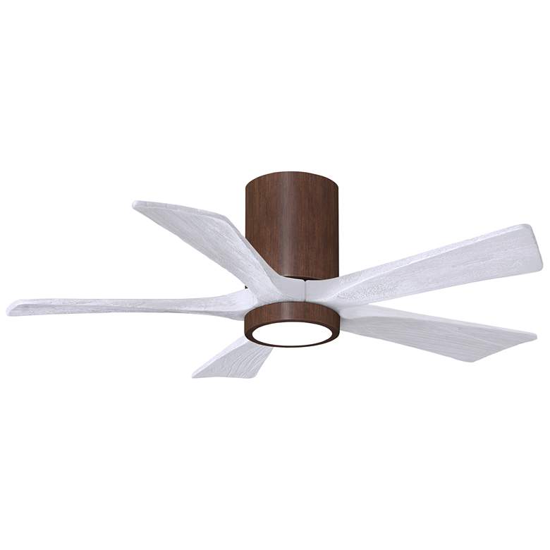 Image 1 42" Irene-5HLK LED Damp Walnut Matte White Ceiling Fan with Remote