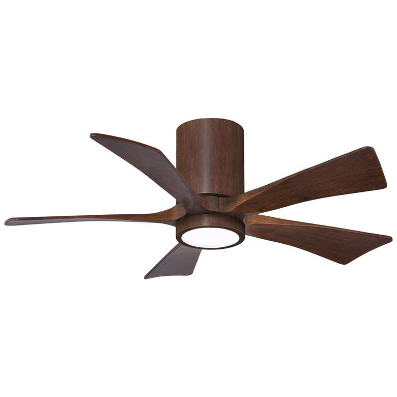 Image 1 42 inch Irene-5HLK LED Walnut Finish Damp Hugger Ceiling Fan with Remote