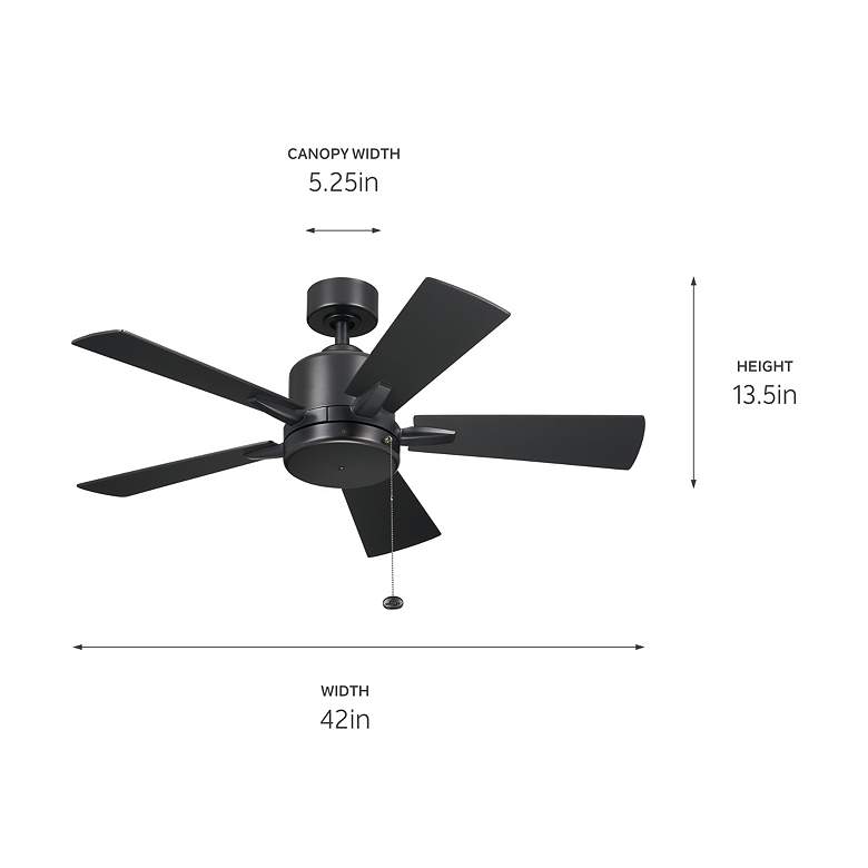 Image 5 42" Kichler Lucian II Satin Black Pull-Chain Indoor Ceiling Fan more views