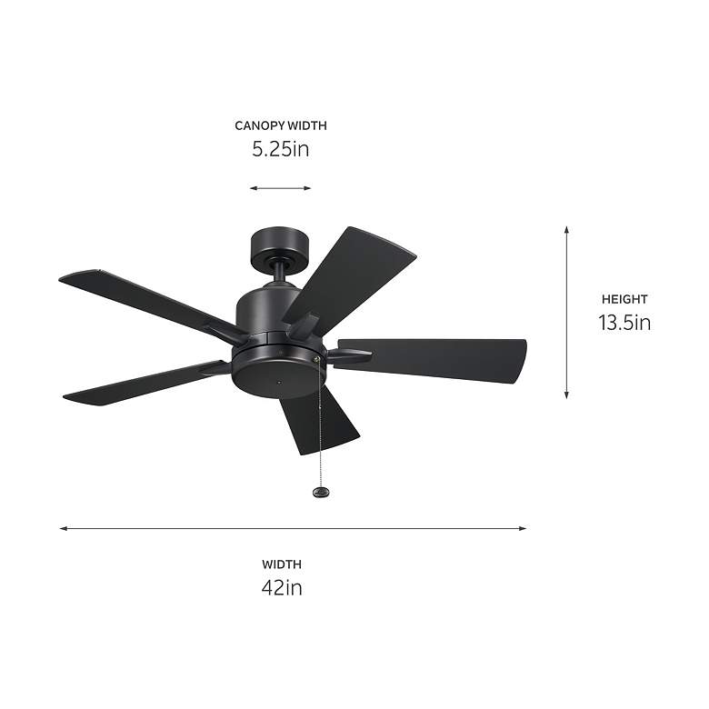 Image 5 42 inch Kichler Lucian II Satin Black Pull-Chain Indoor Ceiling Fan more views