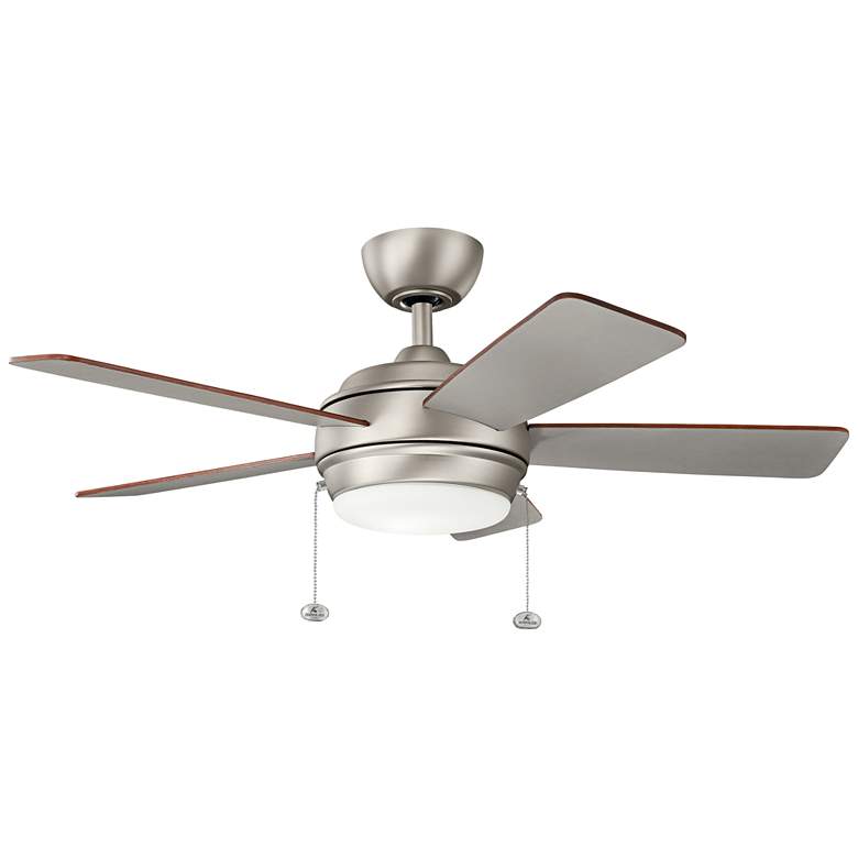 Image 2 42" Kichler Starkk Brushed Nickel LED Ceiling Fan with Pull Chain