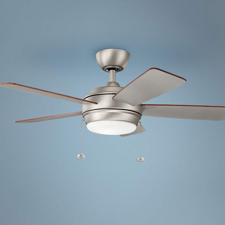 Image 1 42" Kichler Starkk Brushed Nickel LED Ceiling Fan with Pull Chain