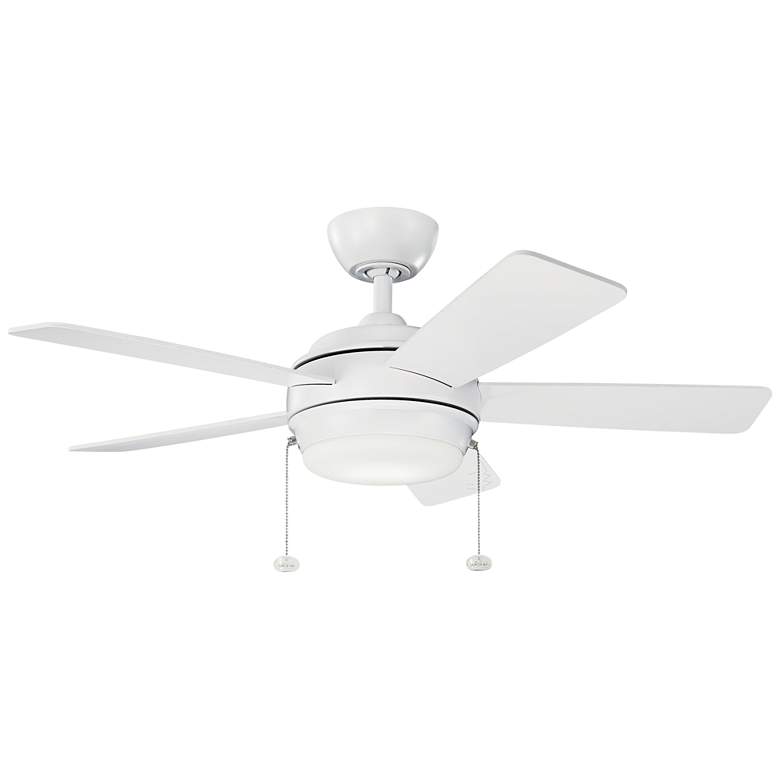 Image 2 42" Kichler Starkk Matte White LED Ceiling Fan with Pull Chain