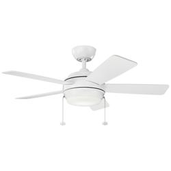 42" Kichler Starkk Matte White LED Ceiling Fan with Pull Chain