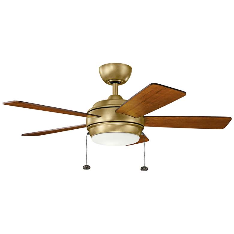 Image 2 42" Kichler Starkk Natural Brass LED Ceiling Fan with Pull Chain