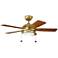 42" Kichler Starkk Natural Brass LED Ceiling Fan with Pull Chain