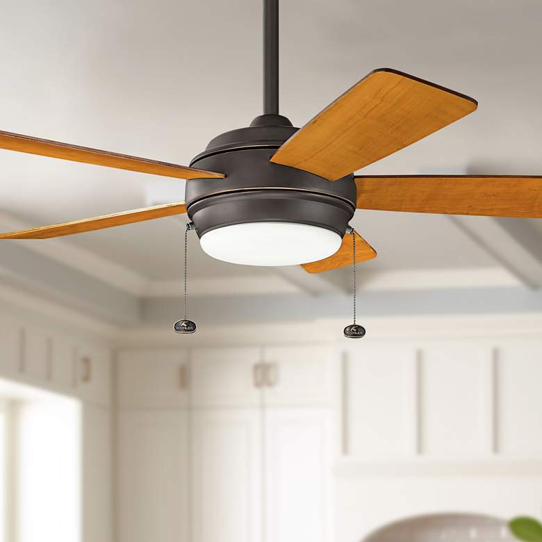 Image 1 42 inch Kichler Starkk Olde Bronze LED Pull Chain Ceiling Fan