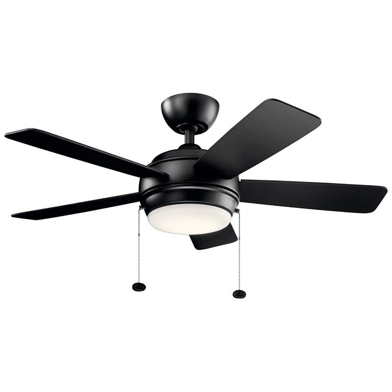 Image 2 42 inch Kichler Starkk Satin Black Modern Pull Chain LED Ceiling Fan