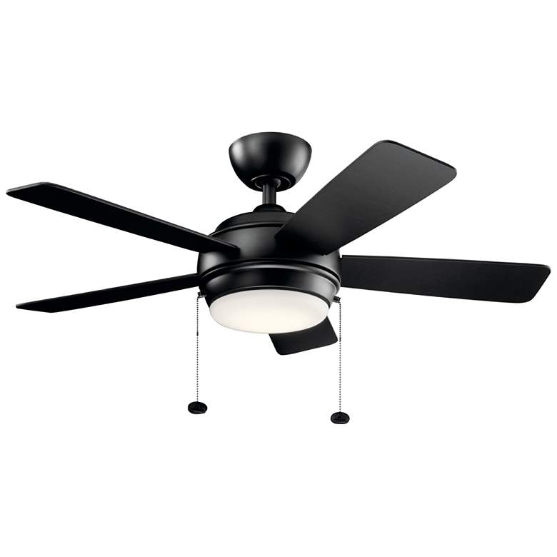 Image 2 42" Kichler Starkk Satin Black Modern Pull Chain LED Ceiling Fan
