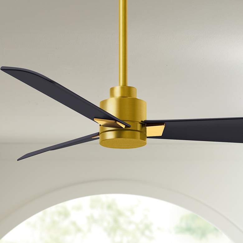 Image 1 42" Matthews Alessandra Brass and Matte Black Ceiling Fan with Remote