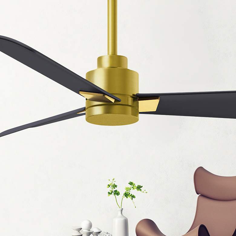 Image 7 42" Matthews Alessandra Brass and Matte Black Ceiling Fan with Remote more views