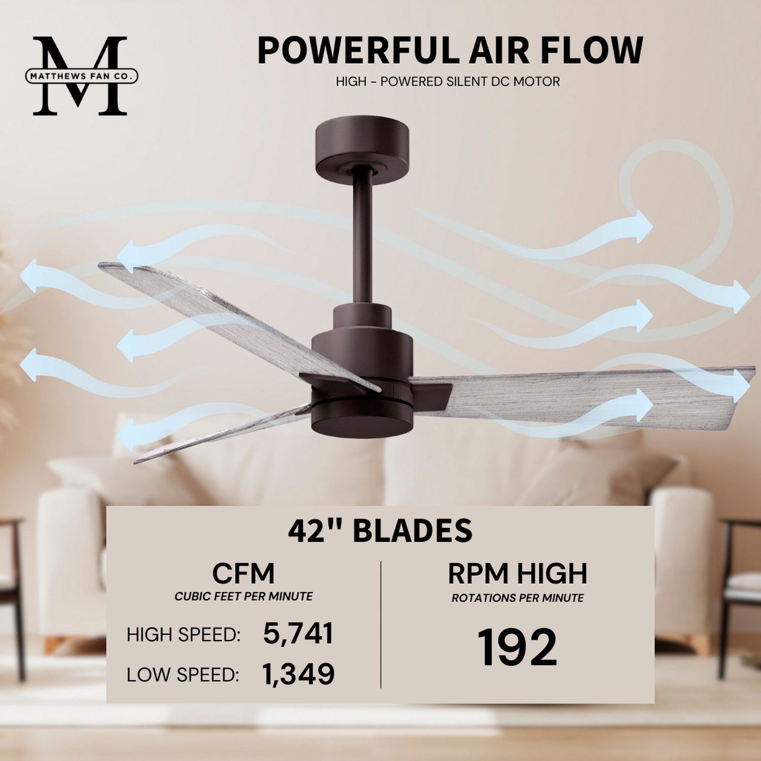 42" Matthews Alessandra Bronze and Barnwood Ceiling Fan with Remote